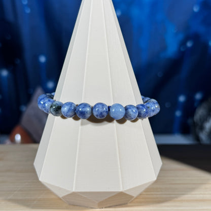 One (1) Sodalite bracelet - 8mm beads - fits 6.75" wrist - low-grade
