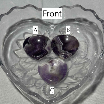 One (1) Chevron Amethyst Heart Worry Stone – 0.011 kg