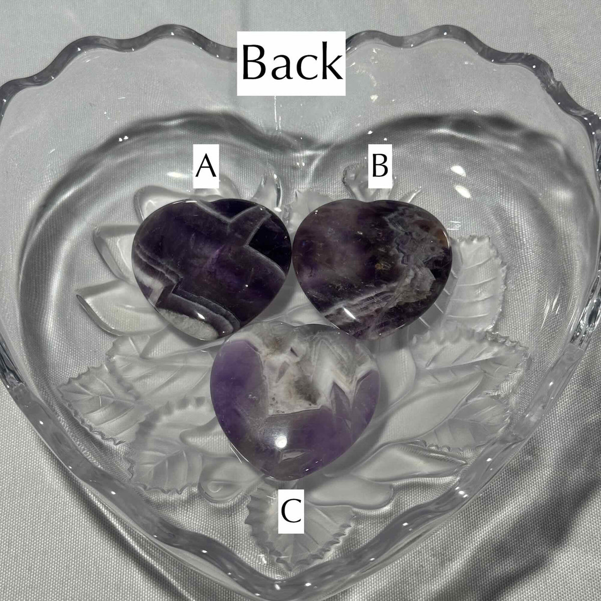 One (1) Chevron Amethyst Heart Worry Stone – 0.011 kg