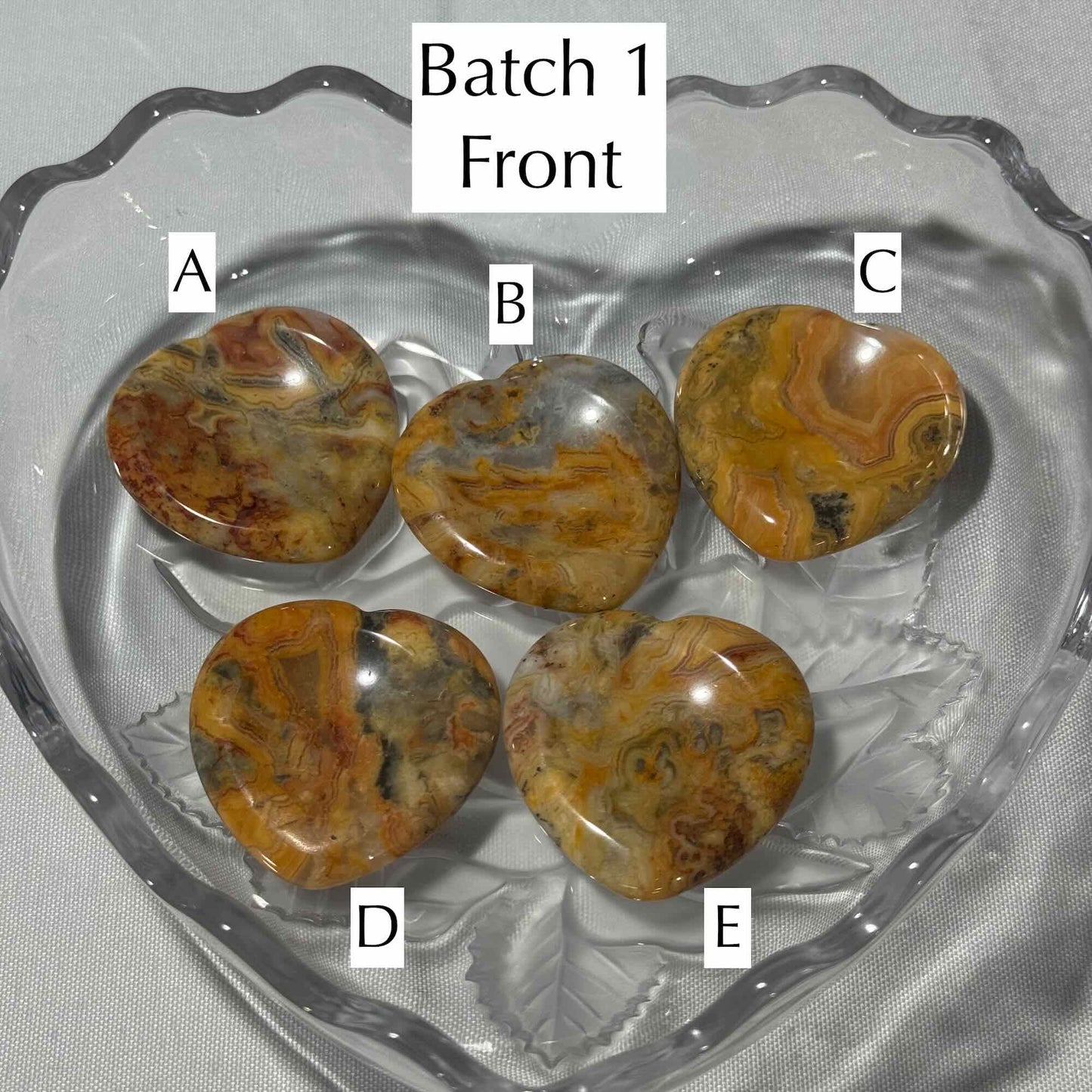 One (1) Crazy Lace Agate Heart Worry Stone – 0.017 kg