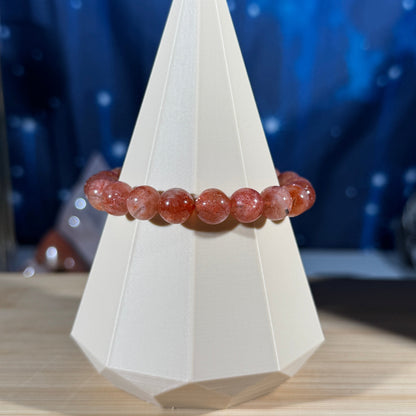 One (1) Sunstone bracelet - 9mm beads - fits 6.5" wrist - super flashy