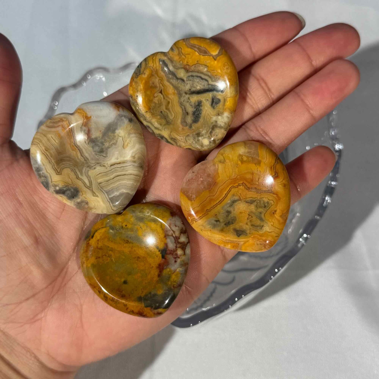 One (1) Crazy Lace Agate Heart Worry Stone – 0.017 kg