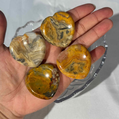 One (1) Crazy Lace Agate Heart Worry Stone – 0.017 kg