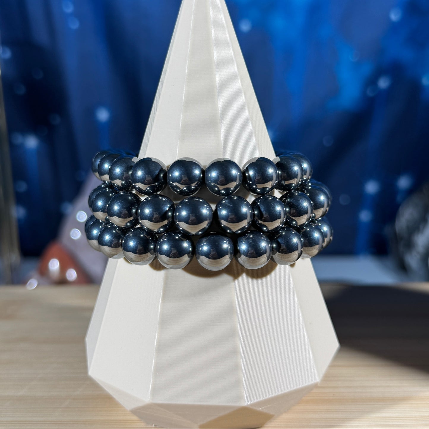 One (1) Terahertz bracelet - 10mm beads - fits 6.75" wrist - man-made