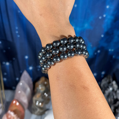 One (1) Terahertz bracelet - 10mm beads - fits 6.75" wrist - man-made