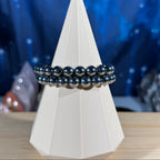 Terahertz bracelet. shiny silver polished beads