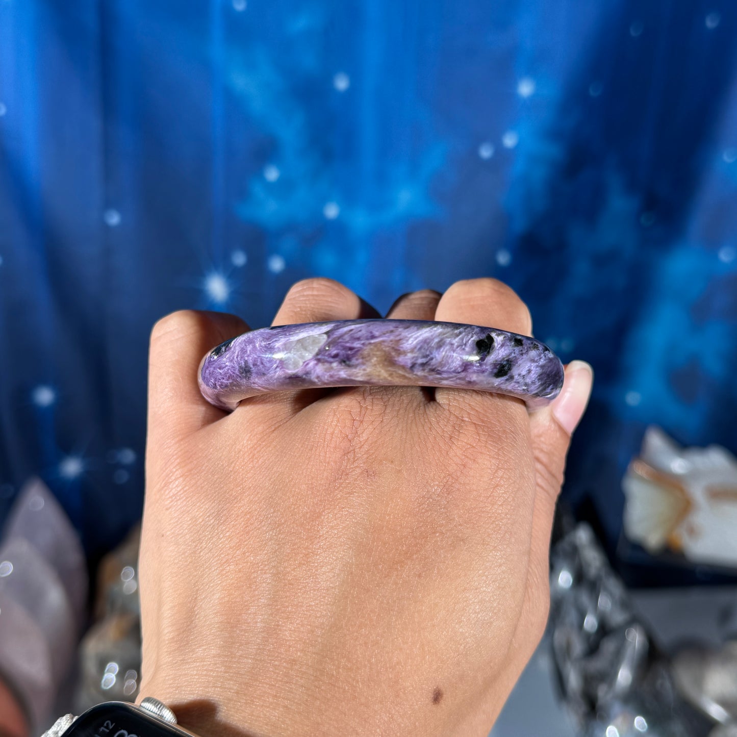 Flashy charoite bangle - fits wrist size: dia. 60mm (circ. 7.25")