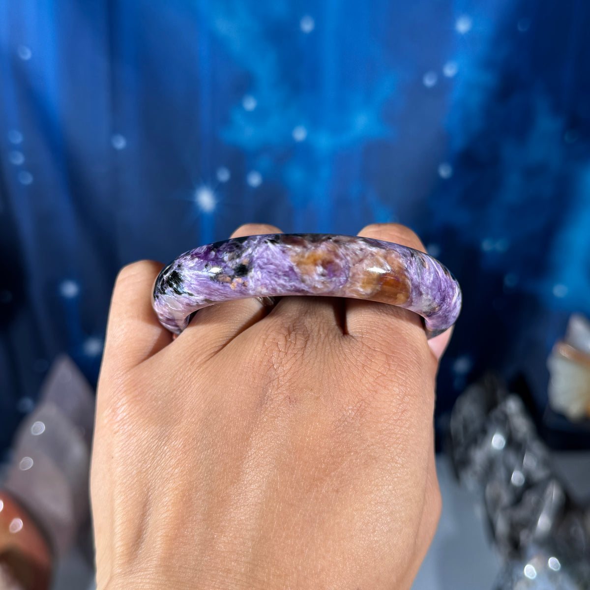 Flashy Charoite Bangle – 57 Diameter • 6.75" Circumference