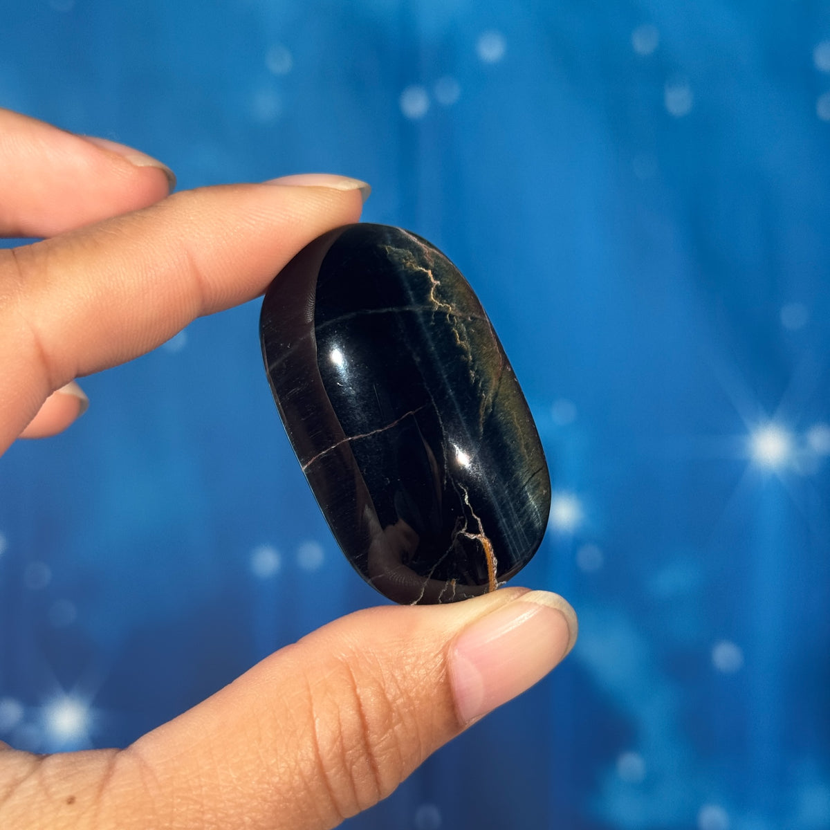 Blue Tiger's Eye Palm Stone – 0.037 kg