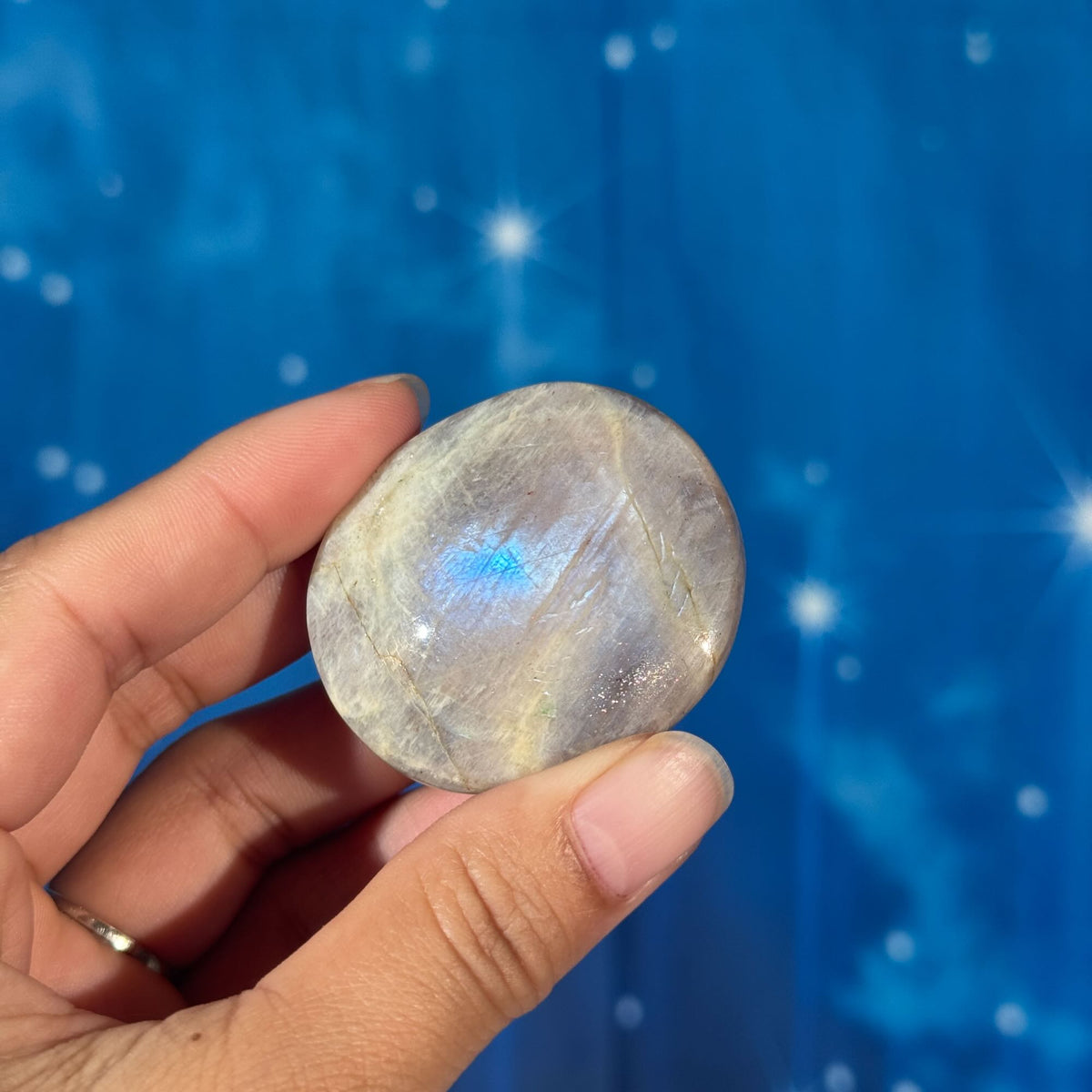 Russian Moonstone with Sunstone Palmstone – Belomorite • 0.045 kg