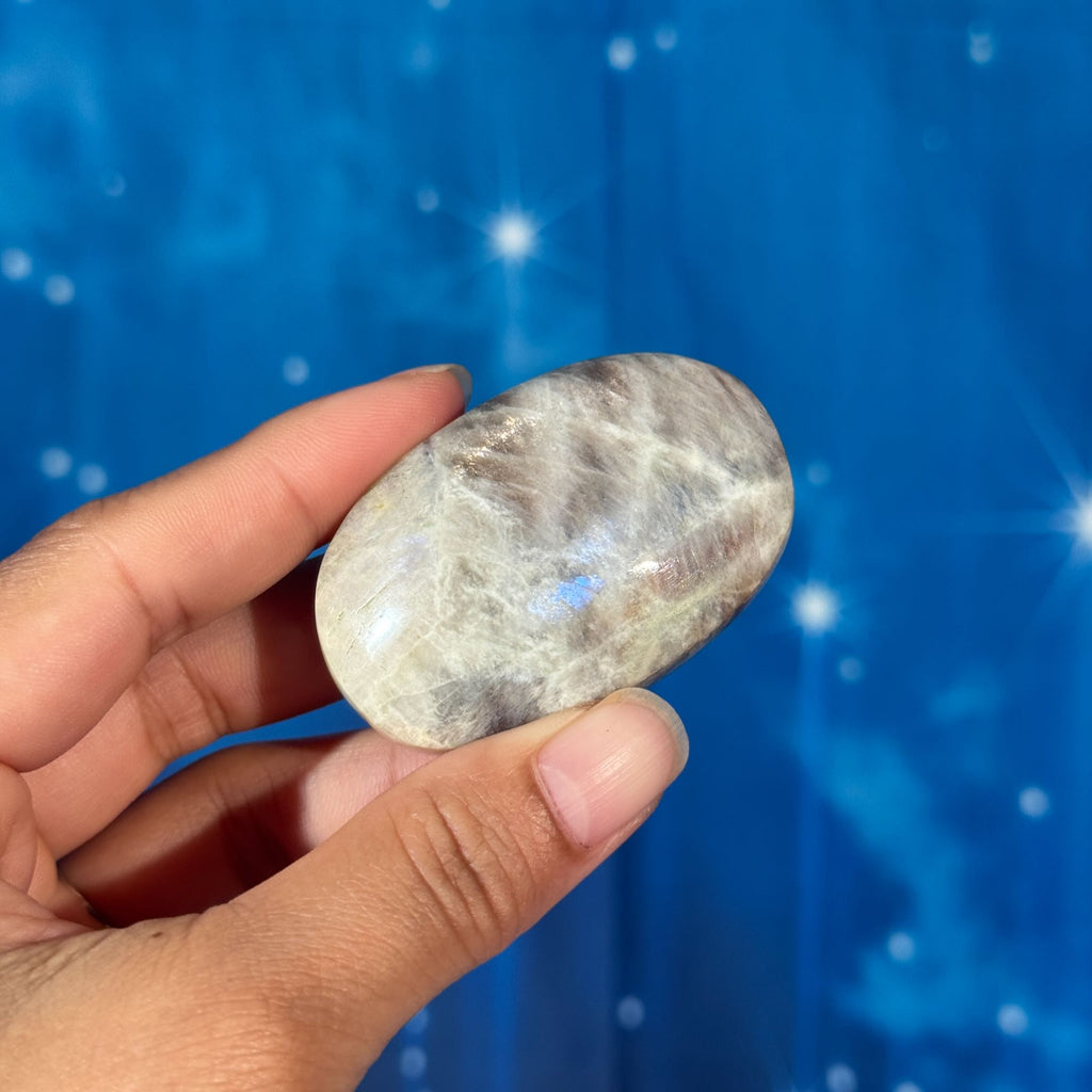 Russian Moonstone with Sunstone Palmstone – Belomorite • 0.065 kg