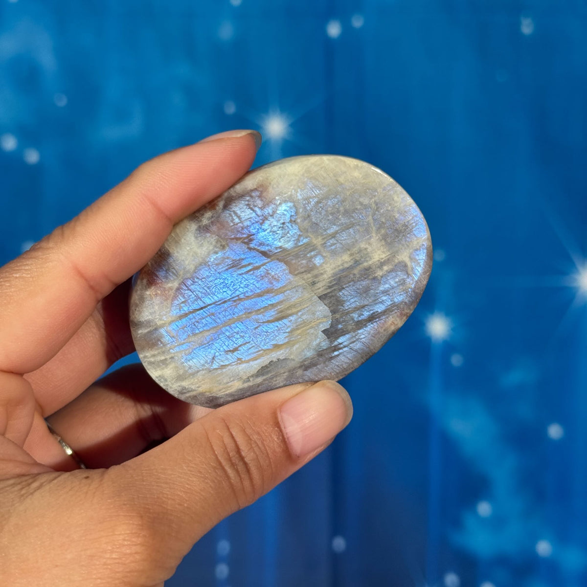 Russian Moonstone with Sunstone Palmstone – Belomorite • 0.074 kg