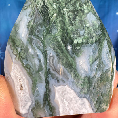 Moss agate free form - 2 1/2" × 5/8" × 4" - 5.6 oz