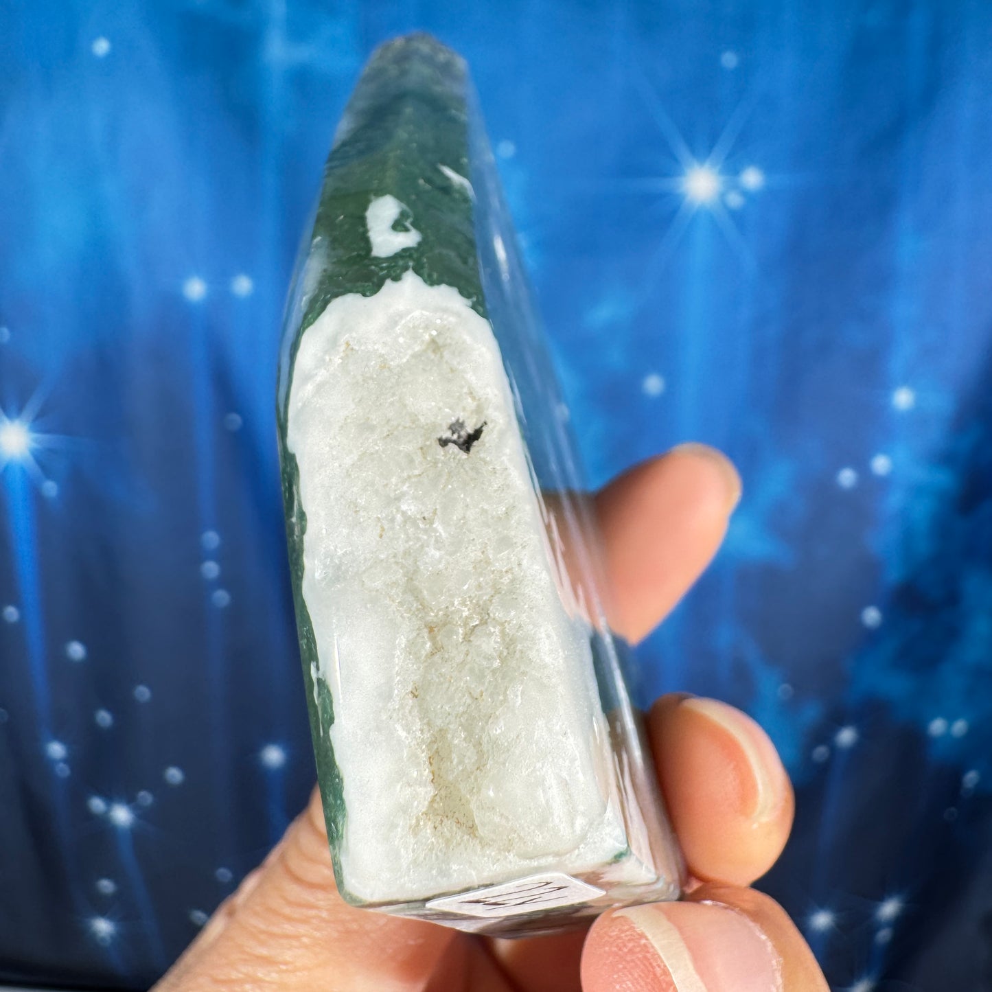 Moss agate free form - 2 1/2" × 5/8" × 4" - 5.6 oz