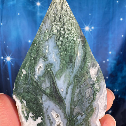 Moss agate free form - 2 1/2" × 5/8" × 4" - 5.6 oz