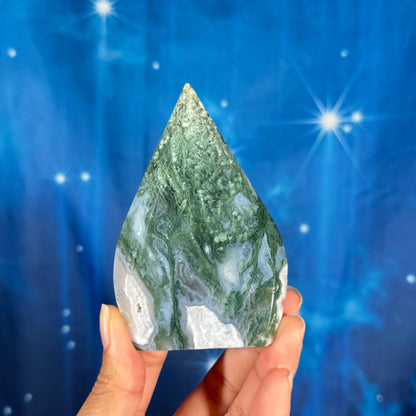 Moss agate free form - 2 1/2" × 5/8" × 4" - 5.6 oz
