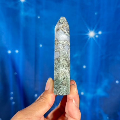 Moss agate free form - 2 1/4" × 3/4" × 3 5/8" - 5.2 oz