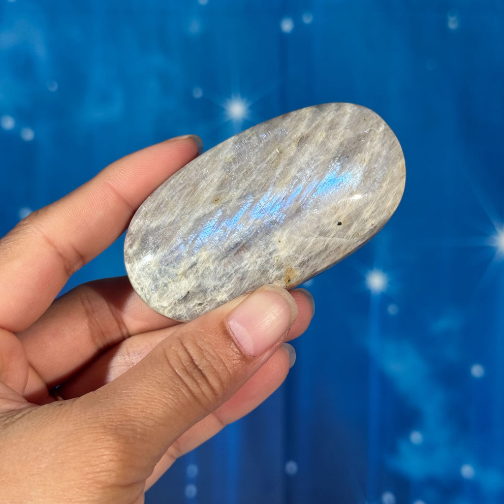 Russian Moonstone with Sunstone Palmstone – Belomorite • 0.096 kg