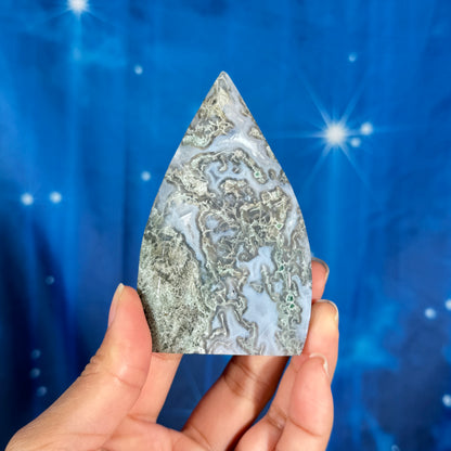 Moss agate free form - 2 1/4" × 3/4" × 3 5/8" - 5.2 oz