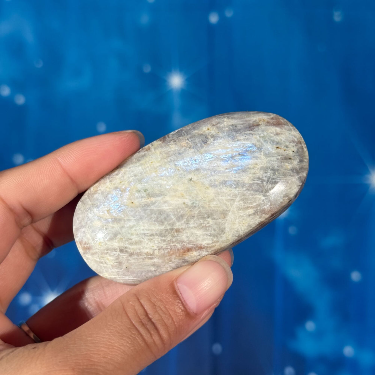 Russian Moonstone with Sunstone Palmstone – Belomorite • 0.096 kg