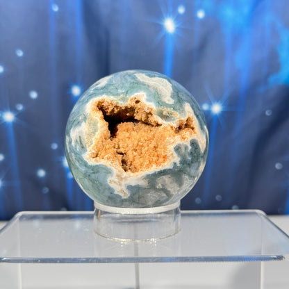 Moss agate sphere - 72mm - 1 lb 1.7 oz