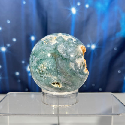 Moss agate sphere - 72mm - 1 lb 1.7 oz