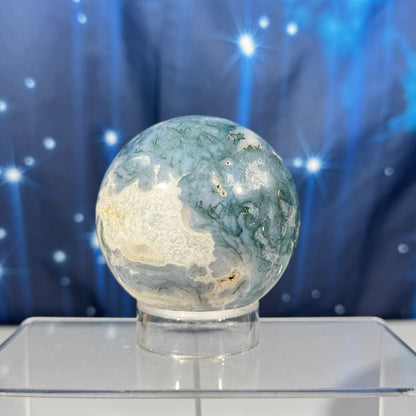 Moss agate sphere - 72mm - 1 lb 1.7 oz