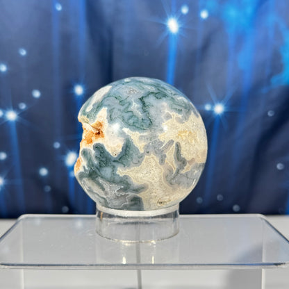 Moss agate sphere - 72mm - 1 lb 1.7 oz