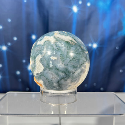 Moss agate sphere - 72mm - 1 lb 1.7 oz