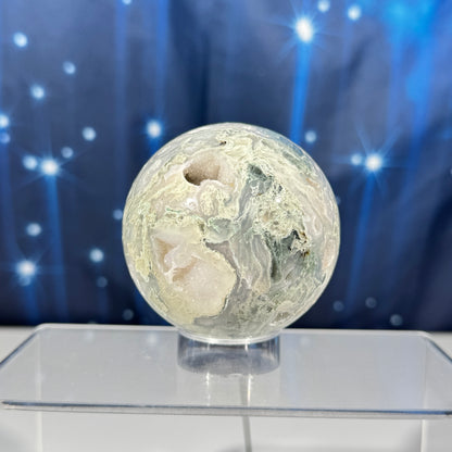 Moss agate sphere - 67mm - 13.1 oz
