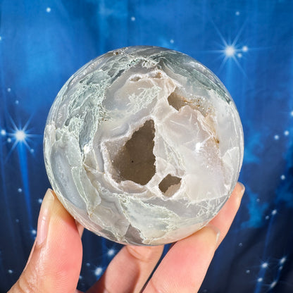 Moss agate sphere - 67mm - 13.1 oz