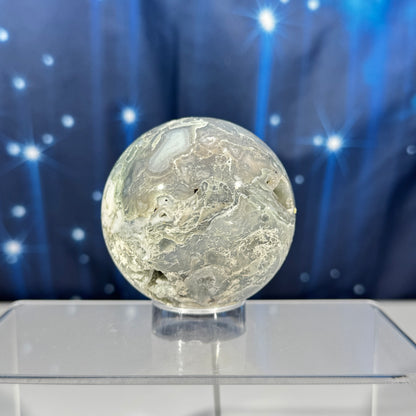 Moss agate sphere - 65mm - 12.7 oz