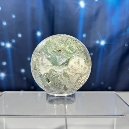 Moss agate sphere - 65mm - 12.7 oz