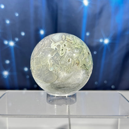 Moss agate sphere - 65mm - 12.7 oz