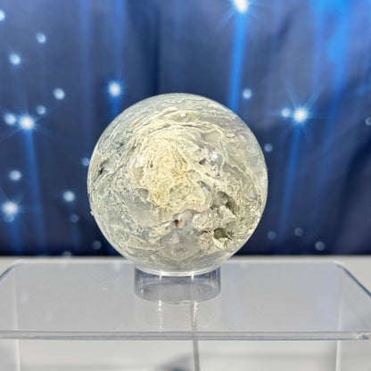 Moss agate sphere - 65mm - 12.7 oz