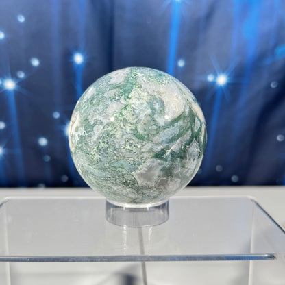 Moss Agate sphere – 67 mm, 14.8 oz