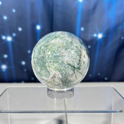 Moss Agate sphere – 67 mm, 14.8 oz