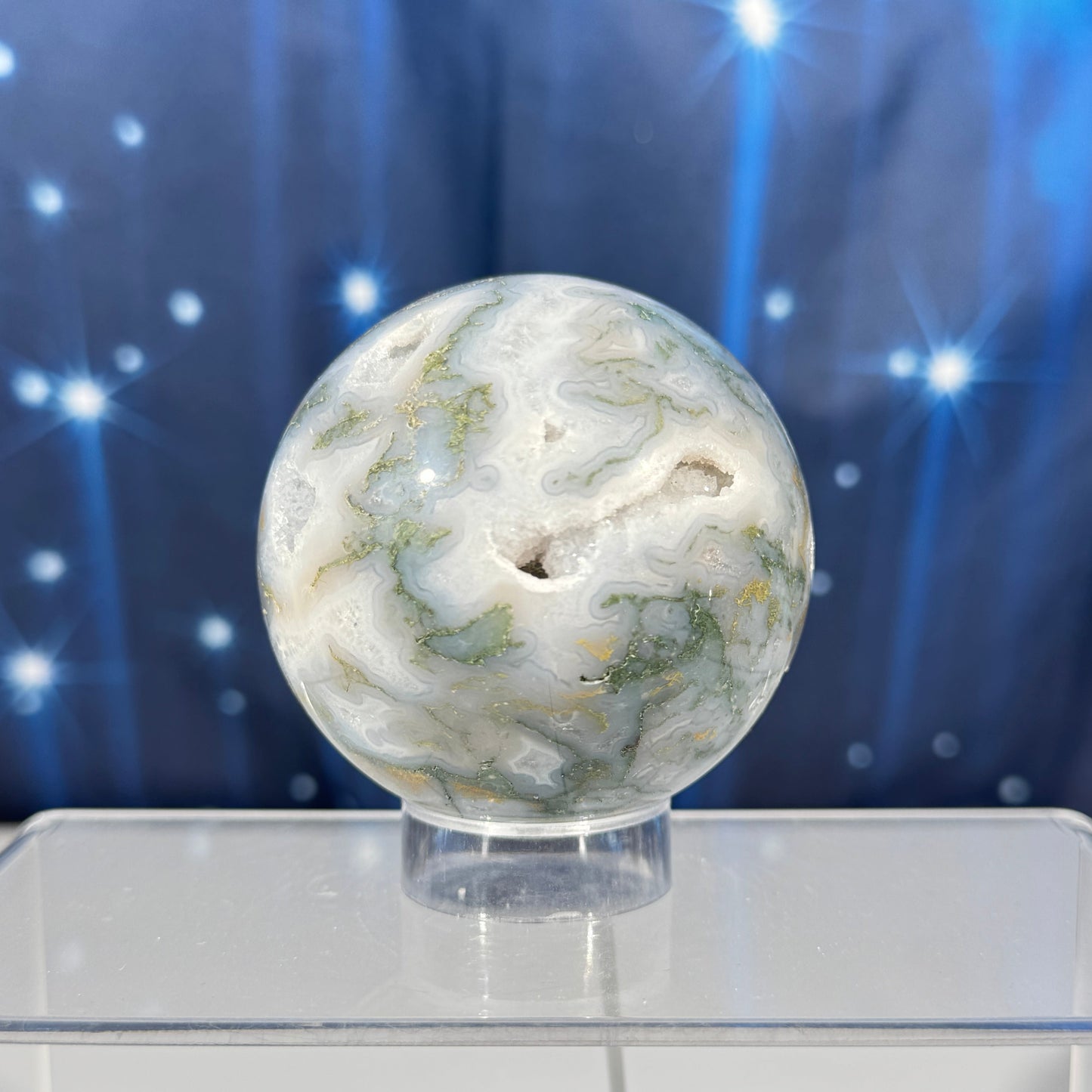 Moss Agate sphere - 65 mm - 13.1 oz