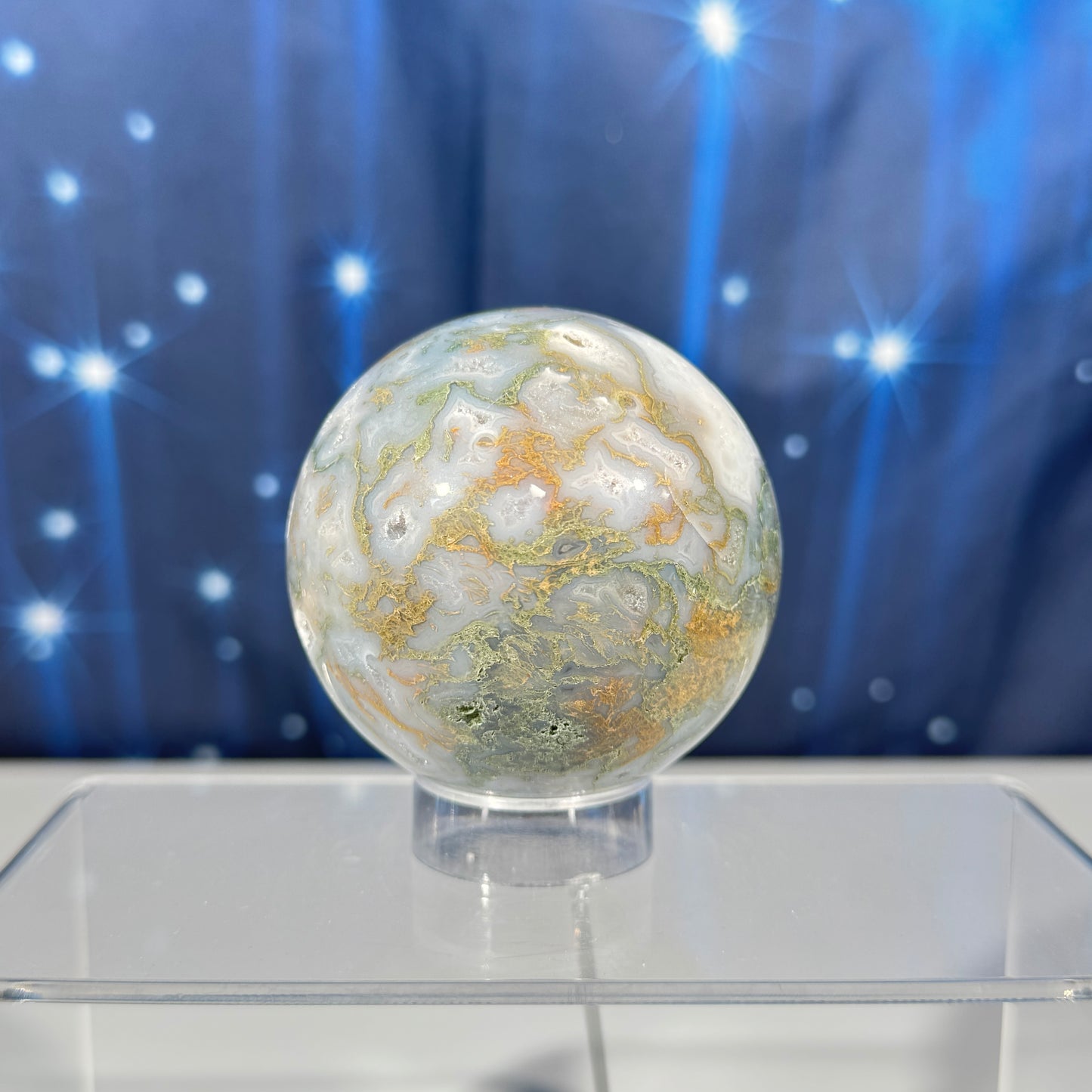 Moss Agate sphere - 65 mm - 13.1 oz