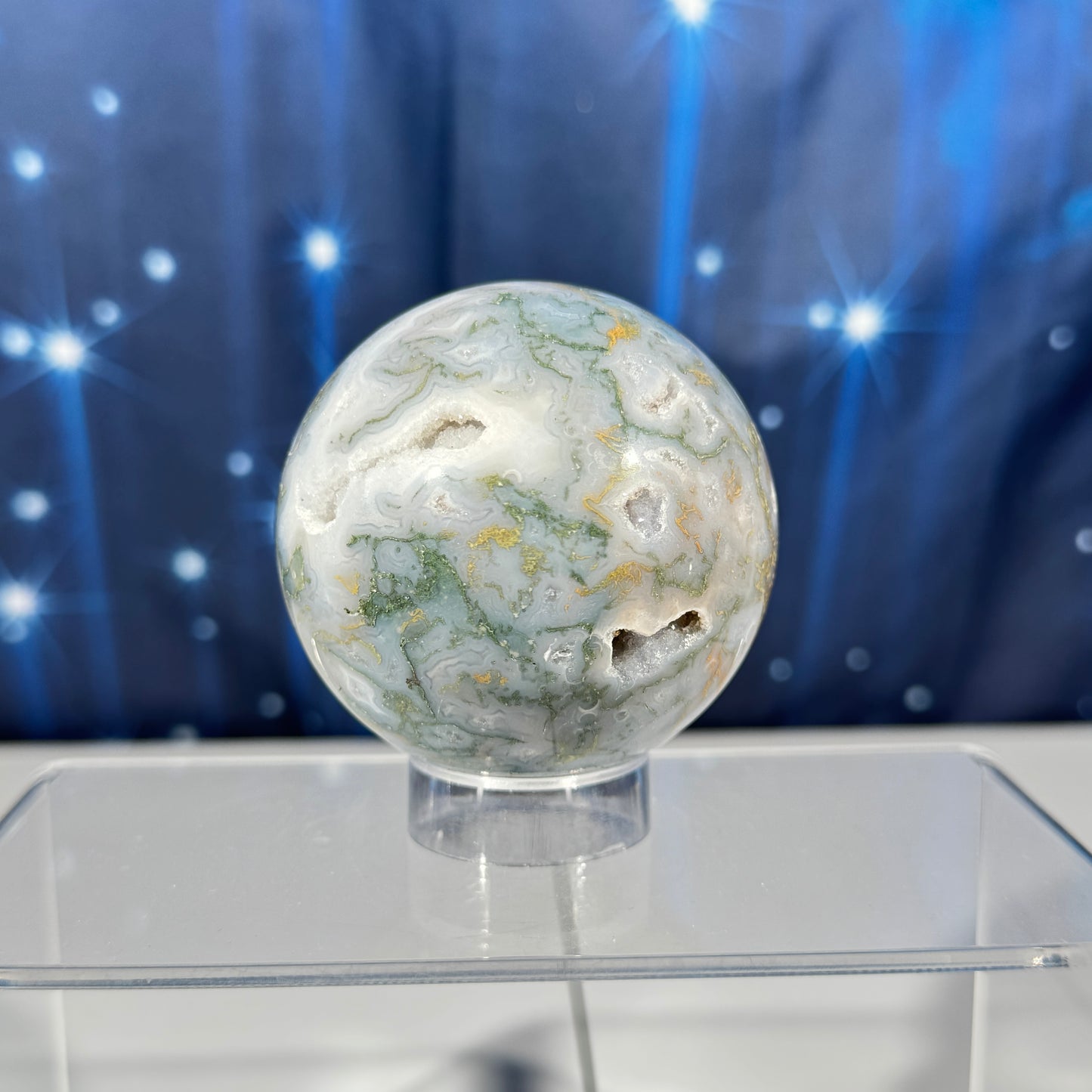 Moss Agate sphere - 65 mm - 13.1 oz