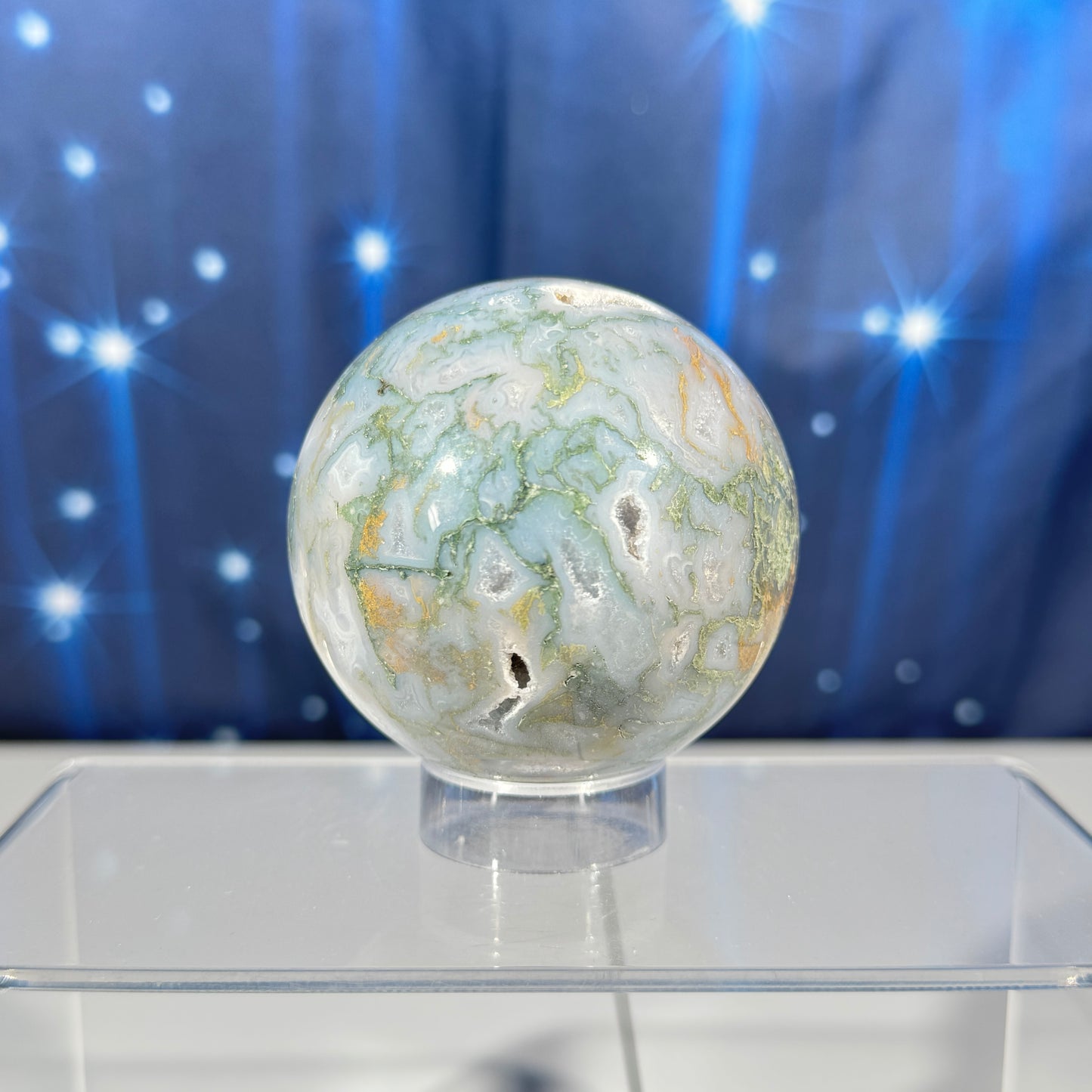 Moss Agate sphere - 65 mm - 13.1 oz