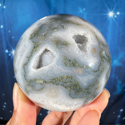 Moss Agate sphere - 65 mm - 13.1 oz