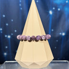 One (1) Charoite bracelet - 9mm beads, fits 6.5" wrist - flashy