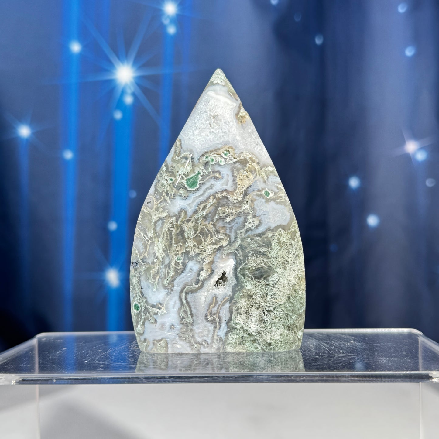 Moss agate free form - 2 1/4" × 3/4" × 3 5/8" - 5.2 oz