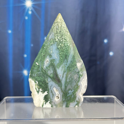 Moss agate free form - 2 1/2" × 5/8" × 4" - 5.6 oz