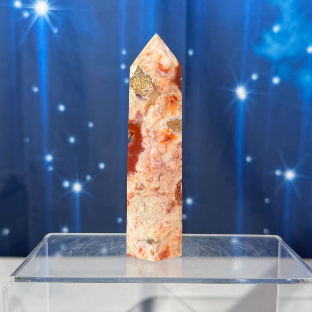 Carnelian Flower Agate Point – Heated • 0.170 kg