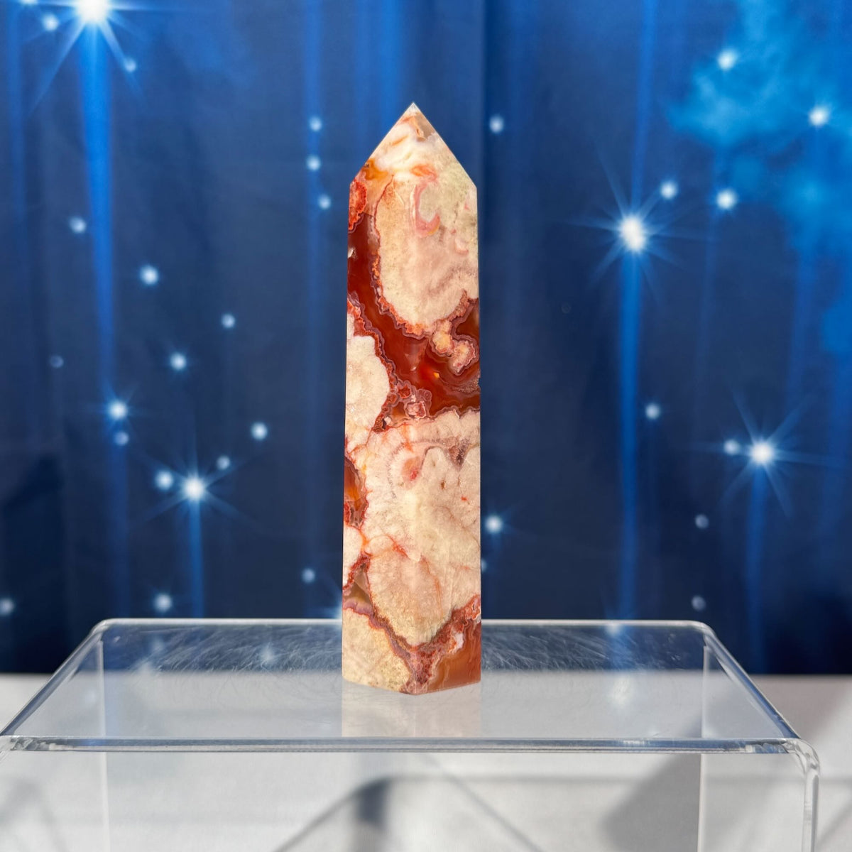 Carnelian Flower Agate Point – Heated • 0.170 kg