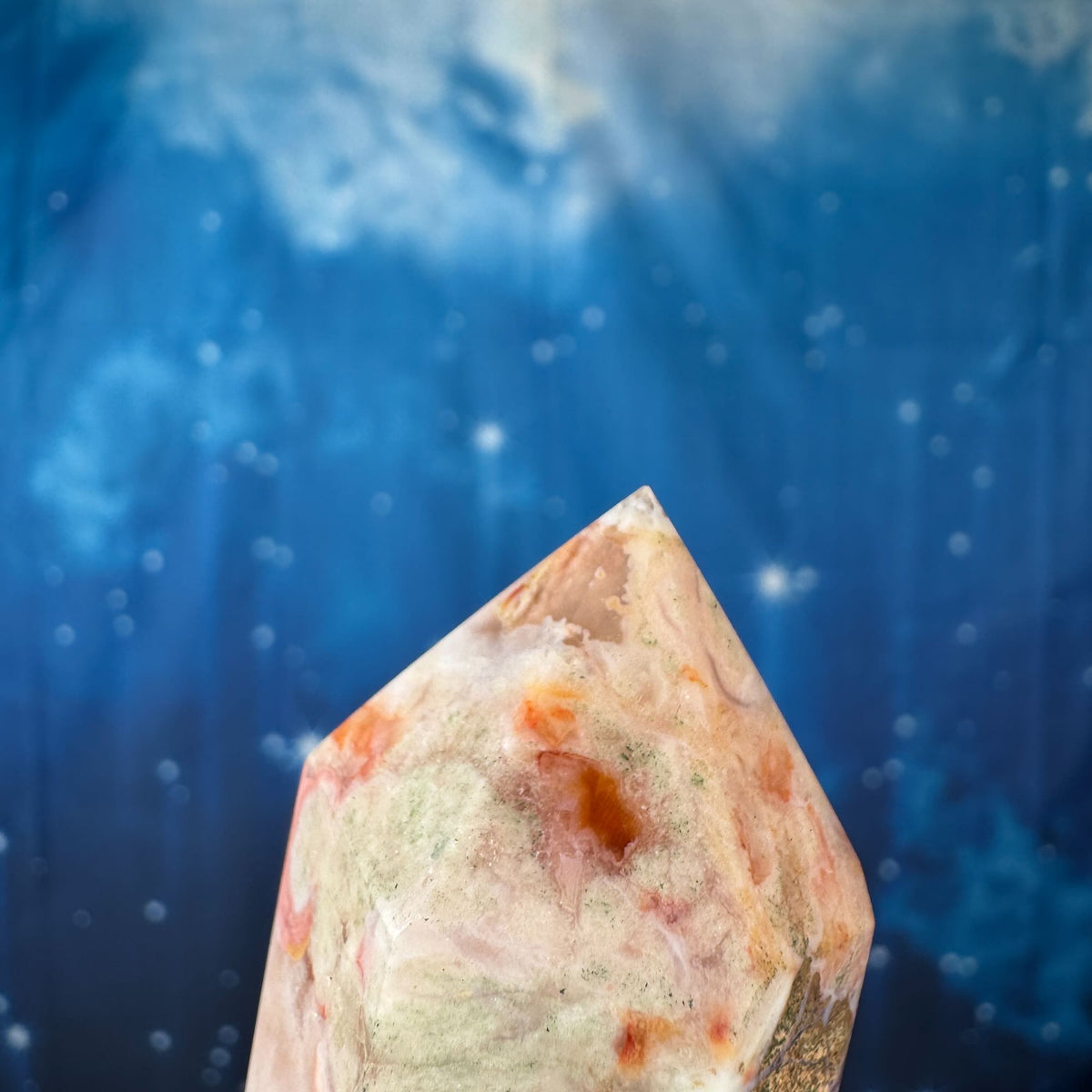 Carnelian Flower Agate Point – Heated • 0.170 kg