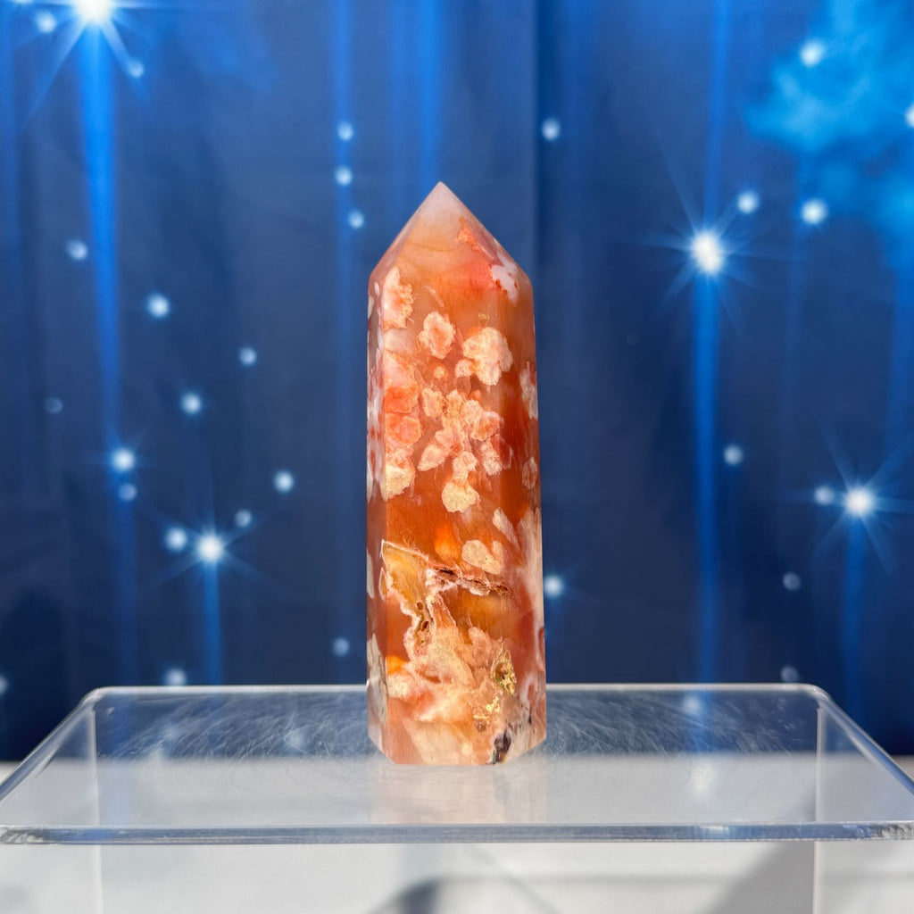 Carnelian Flower Agate Point – Heated • 0.136 kg