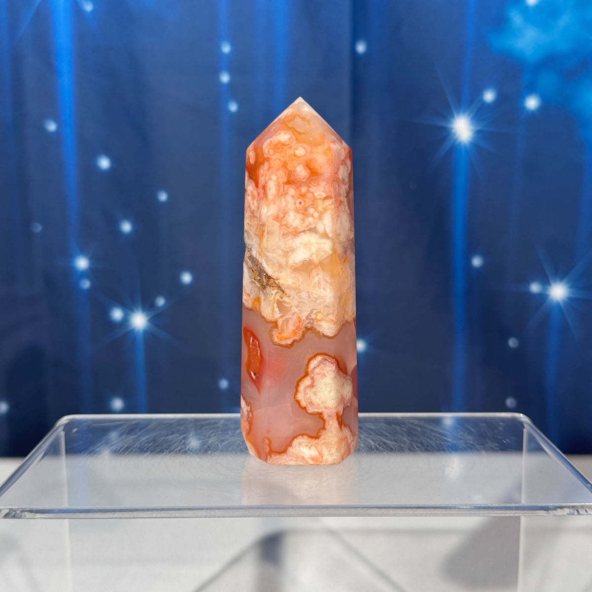 Carnelian Flower Agate Point – Heated • 0.128 kg